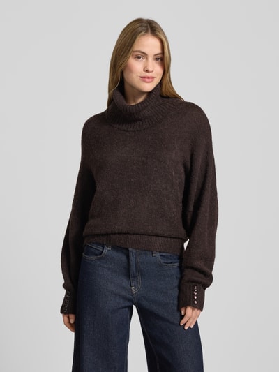 ICHI Regular Fit Strickpullover mit Alpaka-Anteil Modell 'IHKAMARA' Dunkelbraun 4