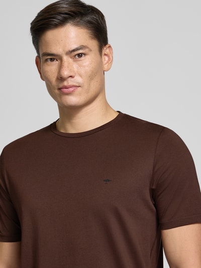Fynch-Hatton T-shirt met labelstitching Middenbruin - 3
