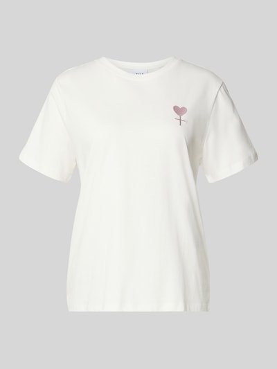 Vila T-shirt met ronde hals, model 'SYBIL EMPOWERMENT' Offwhite - 2