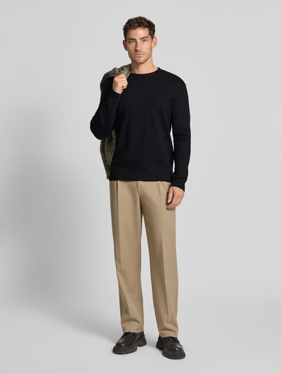 Tom Tailor Denim Regular fit shirt met lange mouwen van geribde katoenmix Zwart - 1