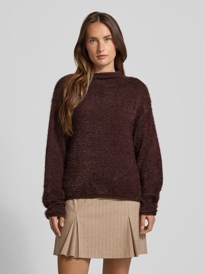 FREE/QUENT Gebreide pullover met ronde hals, model 'Cat' Donkerbruin - 4