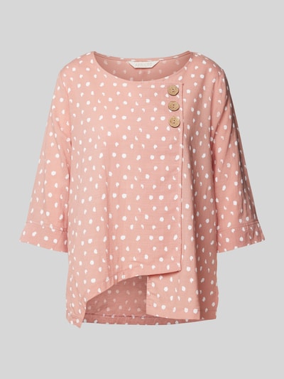 Apricot Blusenshirt mit kurzer Knopfleiste Rosa 1