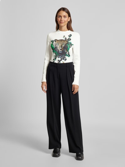 Marc Cain Longsleeve mit Label-Print Offwhite 1