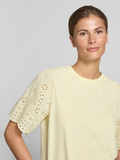 YAS T-Shirt mit Lochstickerei Modell 'LEX' GELB 3