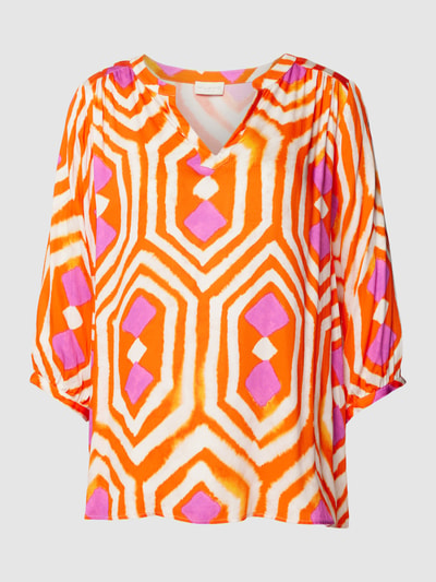 Milano Italy Blouse met grafisch motief, model 'Trible' Oranje - 2