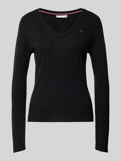 Tommy Hilfiger Pullover mit abgerundetem V-Ausschnitt Modell 'SOFT WOOL' Black 2