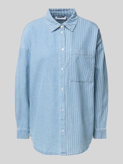 Noisy May Oversized Jeansbluse mit Brusttasche Modell 'KATRI' Hellblau 2