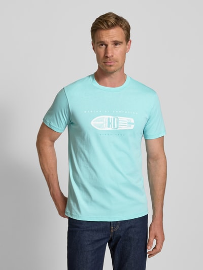 Zeybra T-shirt z nadrukiem z logo Turkusowy 4