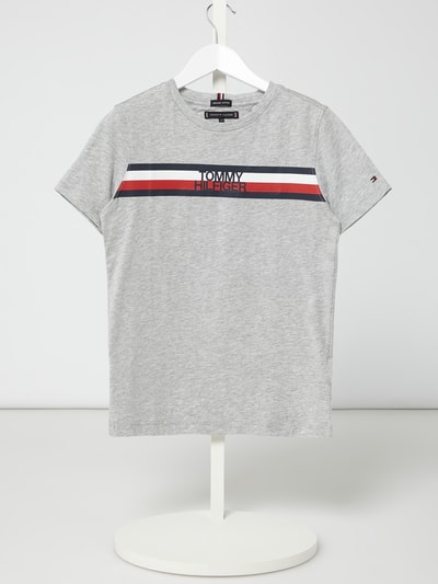 Tommy Hilfiger Teens T-shirt z paskami z logo  Średnioszary melanż 1