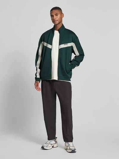 HUGO Relaxed Fit Sweatjacke mit Baumwoll-Anteil Modell 'DARTI' Dunkelgruen 1
