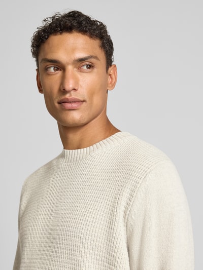 MAERZ Muenchen Strickpullover aus Schurwolle mit Strukturmuster Offwhite 3