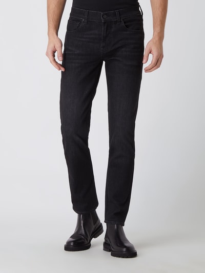 7 For All Mankind Slim tapered fit jeans met stretch, model 'Slimmy' Donkergrijs - 4