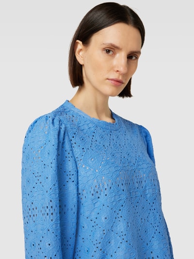 Object Shirt met lange mouwen en ajourpatroon Blauw - 3