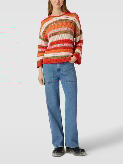 Only Gebreide pullover met streepmotief, model 'MASHA LIFE' Oranje - 1