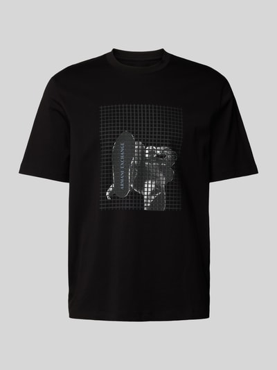 ARMANI EXCHANGE T-shirt z prążkowanym okrągłym dekoltem Czarny 2