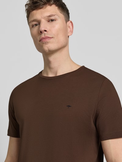 Fynch-Hatton T-Shirt mit Rundhalsausschnitt und Label-Stitching Hellbraun 3