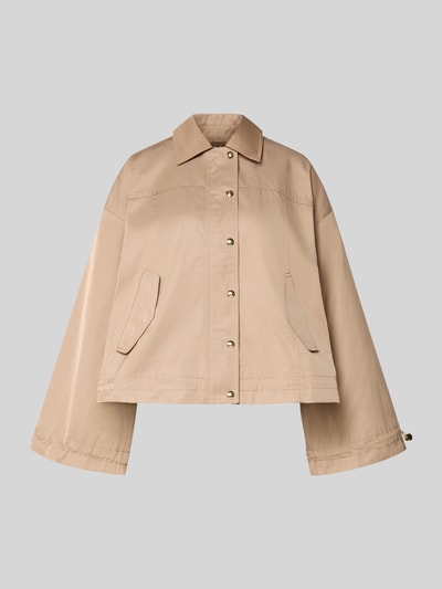 Produktfoto, Jacke mit Kimonoärmeln und Pattentaschen von LIU JO SPORT in Beige, gerader Schnitt, Kentkragen, Baumwoll-Material-Mix, goldene Knöpfe