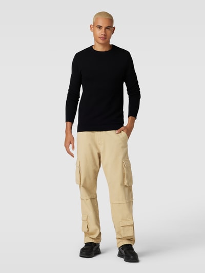 Jack & Jones Sweter z dzianiny z lekko fakturowanym wzorem model ‘WILLIAM’ Czarny 1