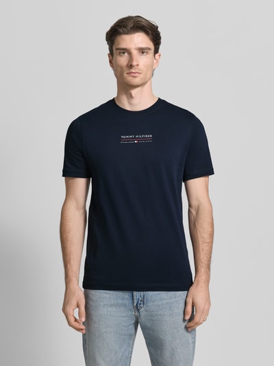 Tommy Hilfiger t-shirt o kroju regular fit z czystej bawełny Granatowy 4