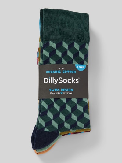 DillySocks Socken mit Motiv-Stitching Modell 'Dicing Around' im 3er-Pack Marine 3