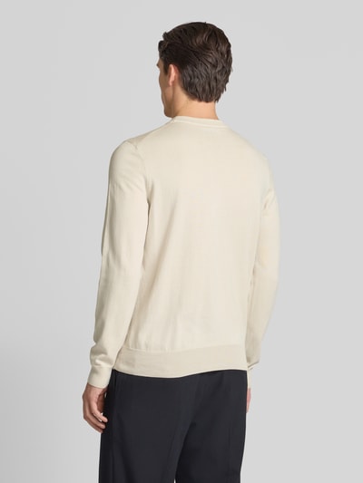 BOSS Gebreide pullover met labelstitching, model 'Pacas' Offwhite - 5