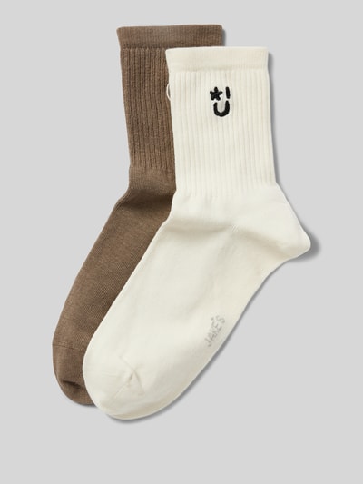 Jake*s Casual Socken mit Label-Stitching im 2er-Pack Offwhite 1