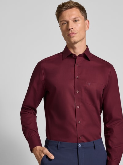 OLYMP Regular fit zakelijk overhemd van puur katoen Bordeaux - 3