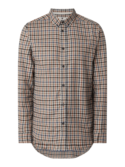 Anerkjendt Slim Fit Flanellhemd aus Baumwolle Modell 'Konrad' Mittelgrau Melange 2