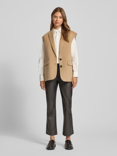 Cambio Bootcut broek in leerlook, model 'FELICE' Donkerbruin - 1