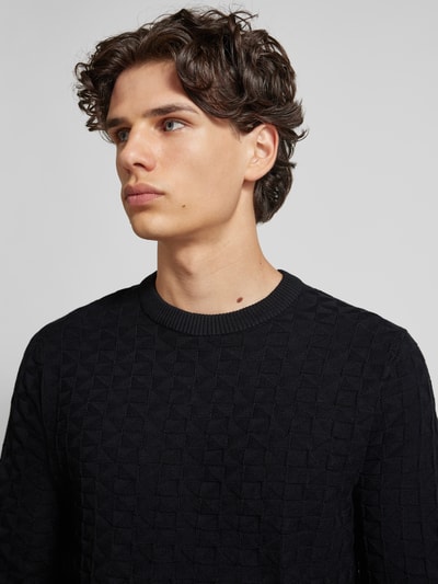 Only & Sons Gebreide pullover met structuurmotief, model 'KALLE' Zwart - 3