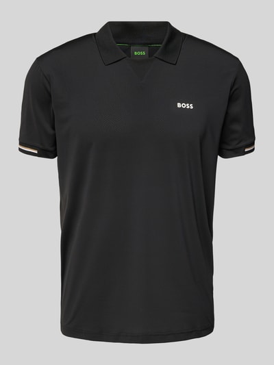 BOSS Green Regular fit poloshirt met labelprint, model 'Palle' Zwart - 2