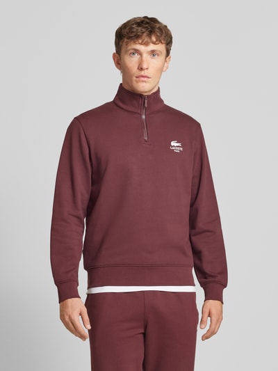 Lacoste Sweatshirt mit Stehkragen Modell 'HERITAGE' Bordeaux 4