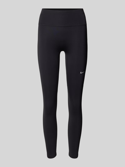 Produktfoto, Leggings mit Logo von Nike in Schwarz, aus Material-Mix mit Stretch-Anteil, körpernahe Passform, Logo, elastischer Bund