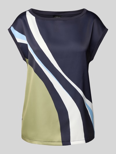 s.Oliver BLACK LABEL Top bluzkowy o kroju comfort fit z mieszanki bawełny Granatowy 2