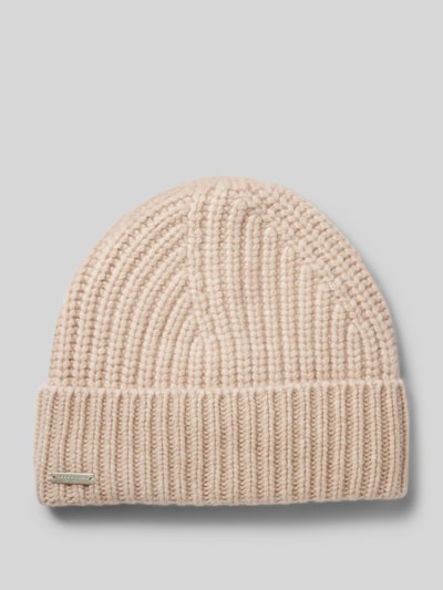 Seeberger Beanie met labeldetail Zand - 1