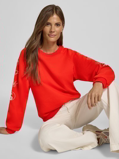 ICHI Sweatshirt met ribboorden, model 'LELA' Lichtrood - 3