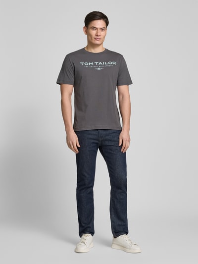 Tom Tailor Regular Fit T-Shirt aus reiner Baumwolle Anthrazit 1