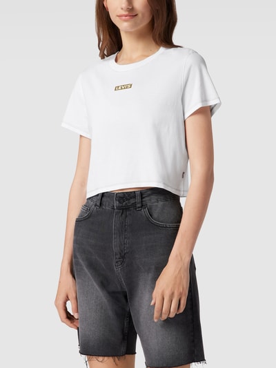 Levi's® Cropped T-Shirt mit Label-Print Modell 'Jordie' Weiss 4