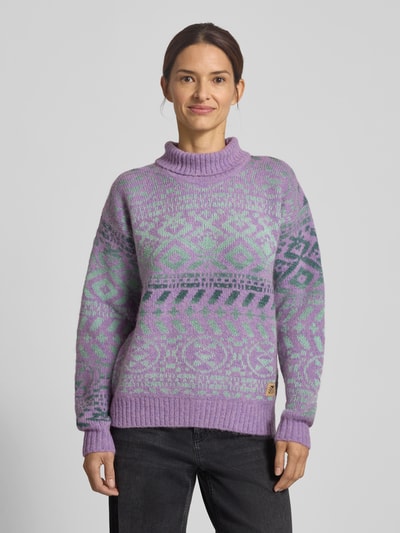 Dale of Norway Sweter z golfem krój regular fit z domieszką wełny z alpaki model „Highland” Jasnośliwkowy melanż 4