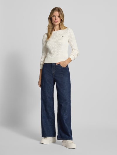 Tommy Jeans Regular fit gebreide pullover van zuiver katoen Offwhite - 1