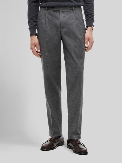 Tommy Hilfiger Spodnie z zakładkami w pasie o kroju tapered fit z mieszanki bawełny Antracytowy 4