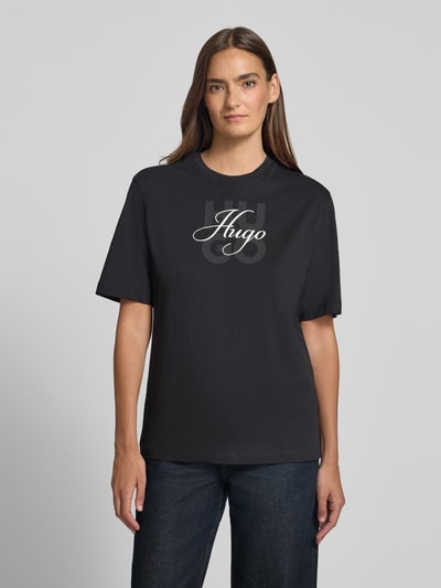 HUGO t-shirt w kroju regular fit z czystej bawełny model 'Dashire_5' Czarny 4