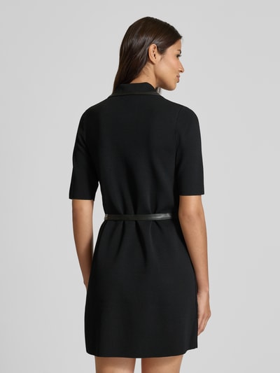 Liu Jo White Sukienka o długości do kolan z mieszanki wiskozy z wykładanym kołnierzem Czarny 5