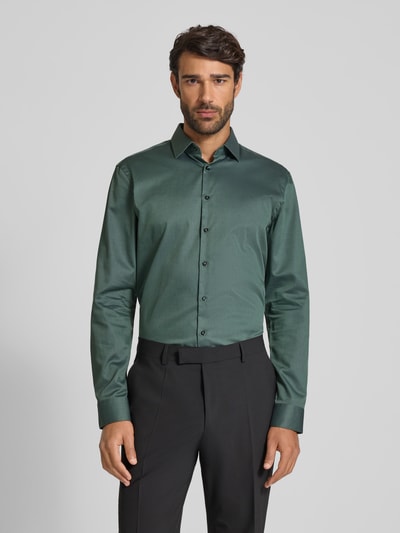 Jake*s Slim fit zakelijk overhemd met structuurmotief Flessengroen - 4