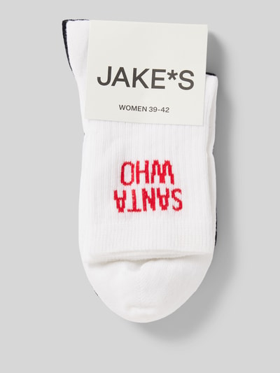 Jake*s Casual Socken mit Label-Stitching im 2er-Pack Weiss 3