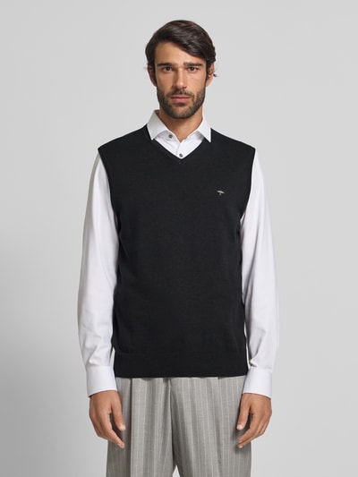 Fynch-Hatton Pullunder mit Logo-Detail Modell 'Slipover Superfine' Anthrazit 4