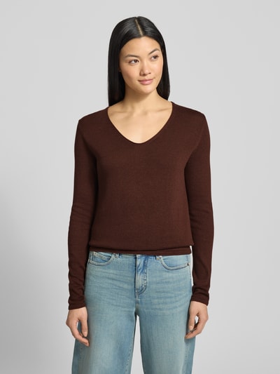Tom Tailor Sweter z dzianiny o kroju regular fit z mieszanki bawełny i wiskozy Orzechowy 4