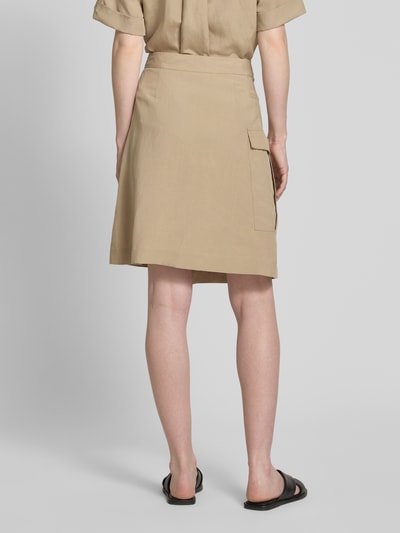 MOS MOSH Knielanger Wickelrock aus Lyocell-Leinen-Mix Modell 'Bali Alexis' Hellbraun 5