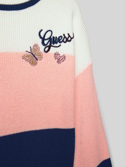 Guess Sweter z dzianiny o kroju regular fit z mieszanki wiskozy Granatowy 2