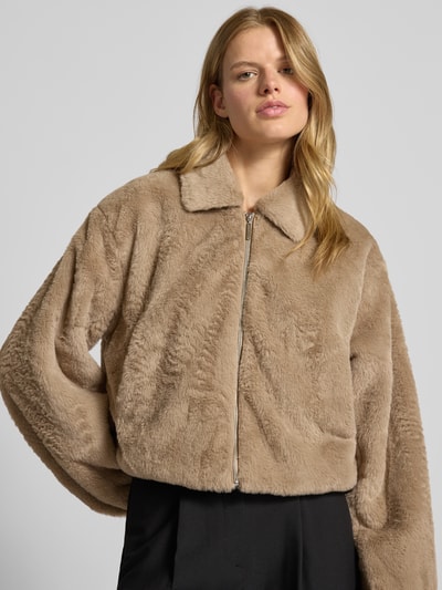 Only Regular Fit Webpelzjacke mit Umlegekragen Modell 'DANA' Ecru 3